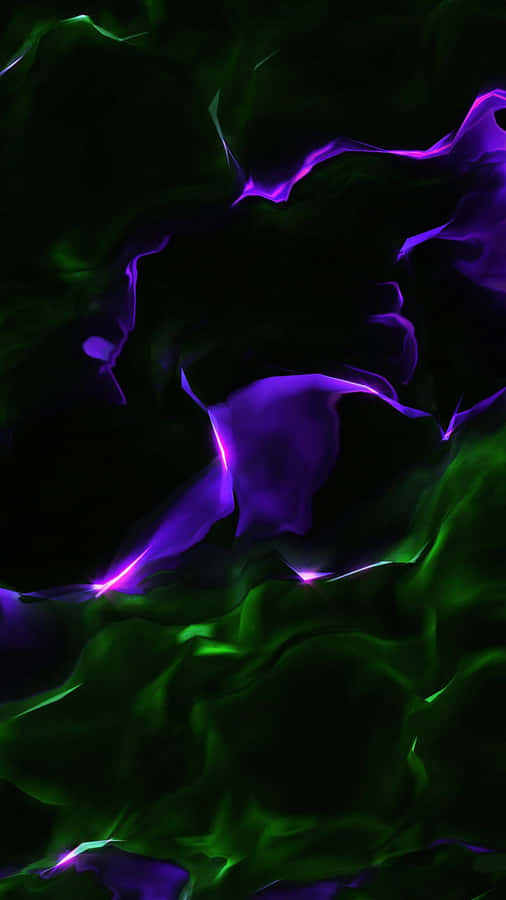Vibrant Colors Come Alive In This Neon Green And Purple Wallpaper