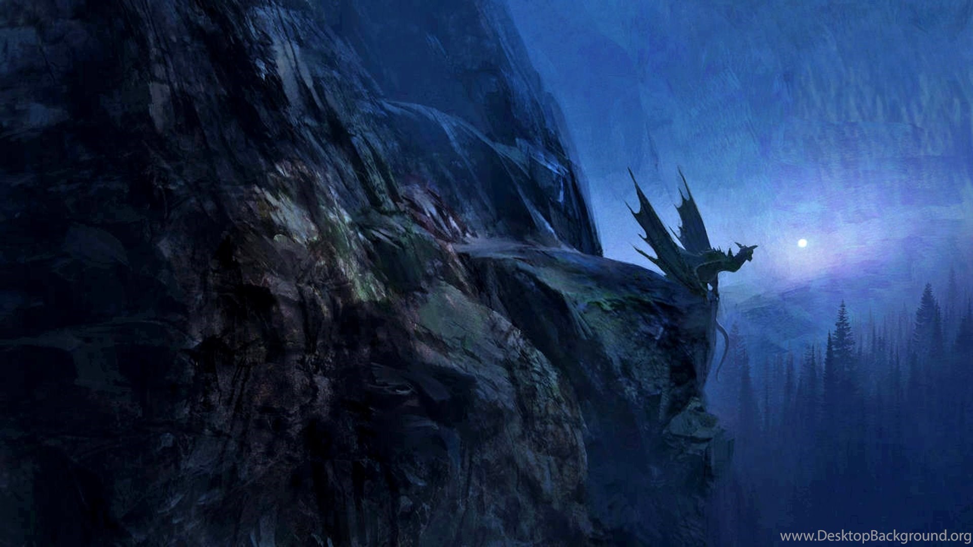 Dark Magic Fantasy Dragon Landscape Wallpaper Desktop