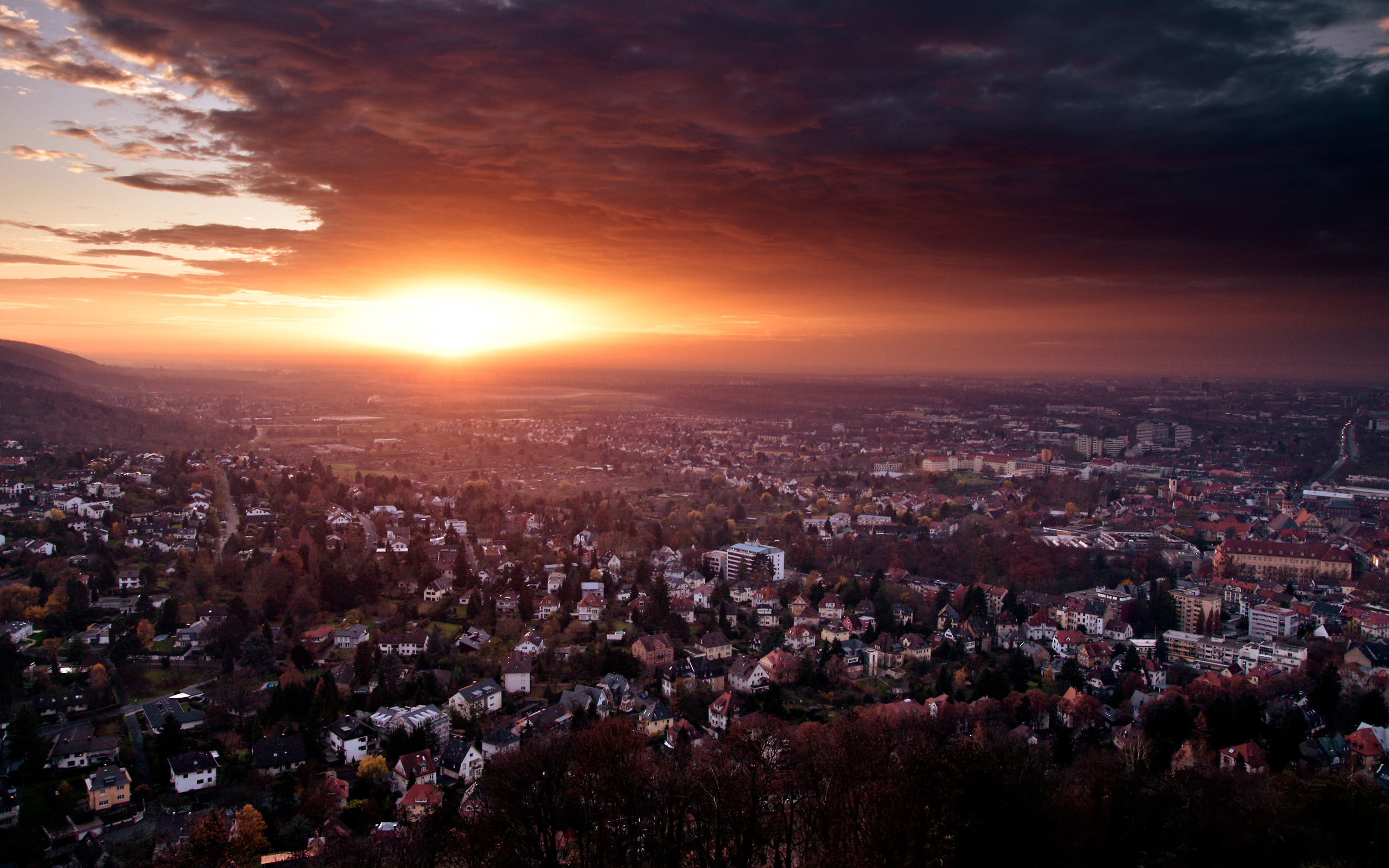 Wallpaper Germany Sunset City End Of Day HD Ultra