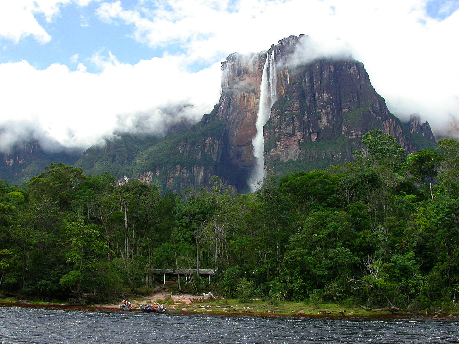Angel Falls or Salto Angel is a waterfall that falls freely without