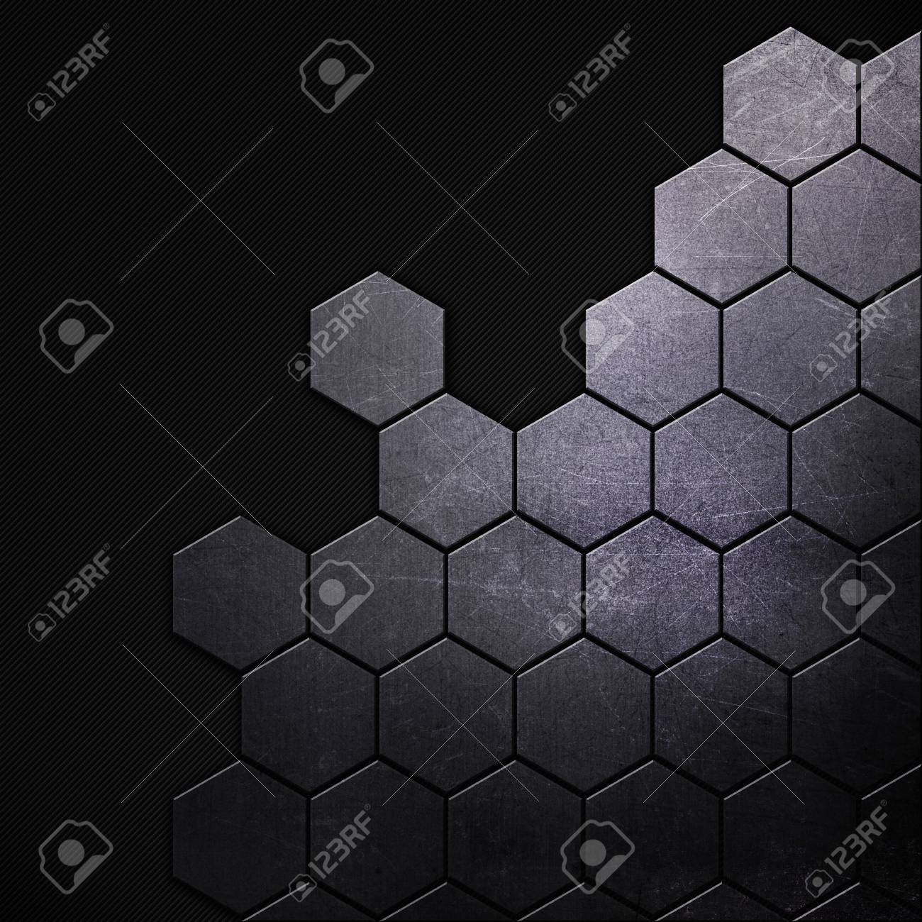 Metallic Background With Hexagonal Shapes On A Carbon Fibre