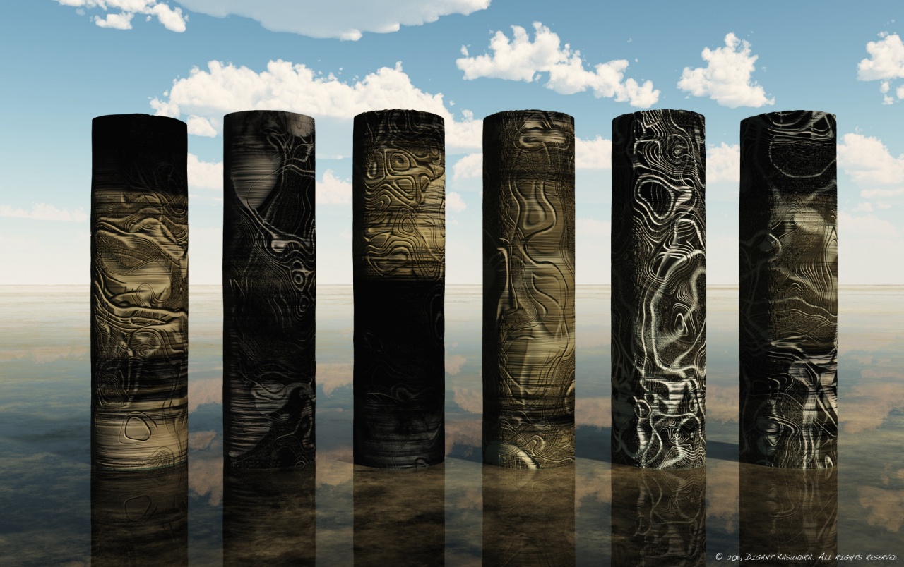 Alien Pillars Wallpaper Stock Photos