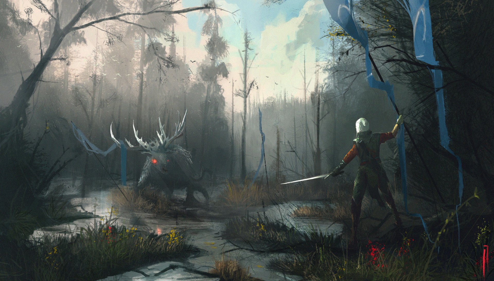 Ciri In Swamp Battle Wallpaper