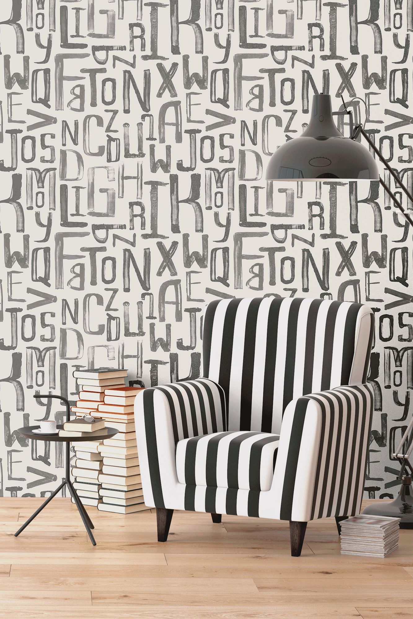 Black And White Art Deco Themed Fabric Removable Wallpaper
