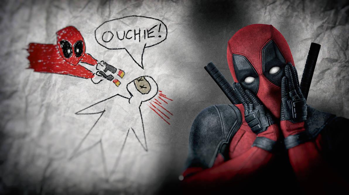 Deadpool Movie Wallpaper Ouchie Drawing By Paintpot2