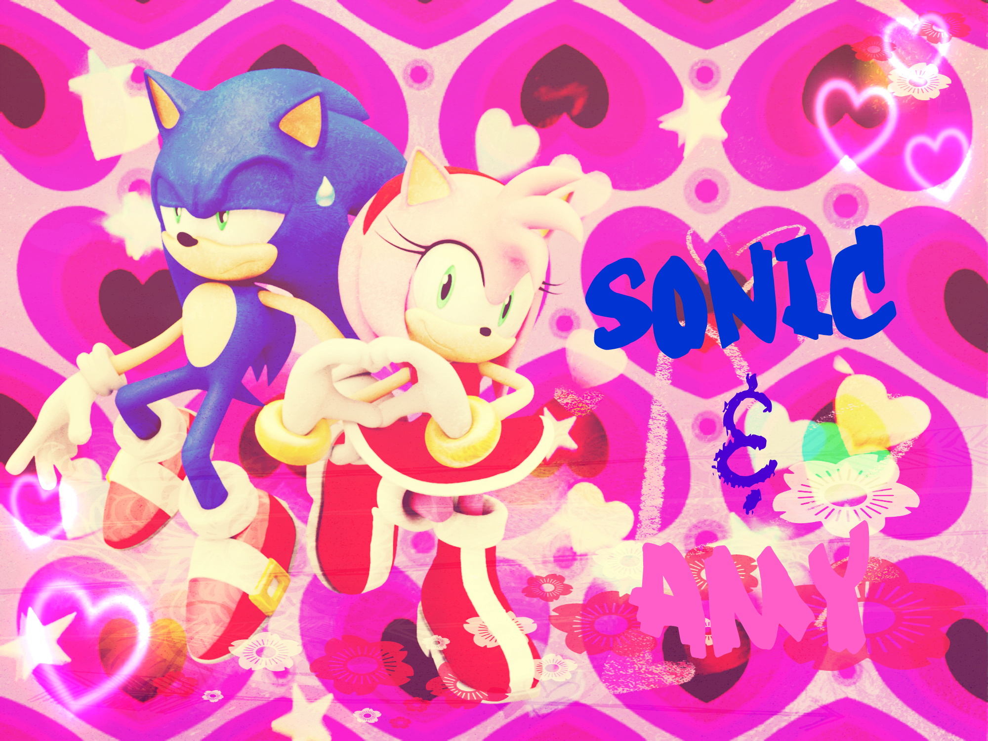Wallpaper Sonic And Amy By Luniicookiez