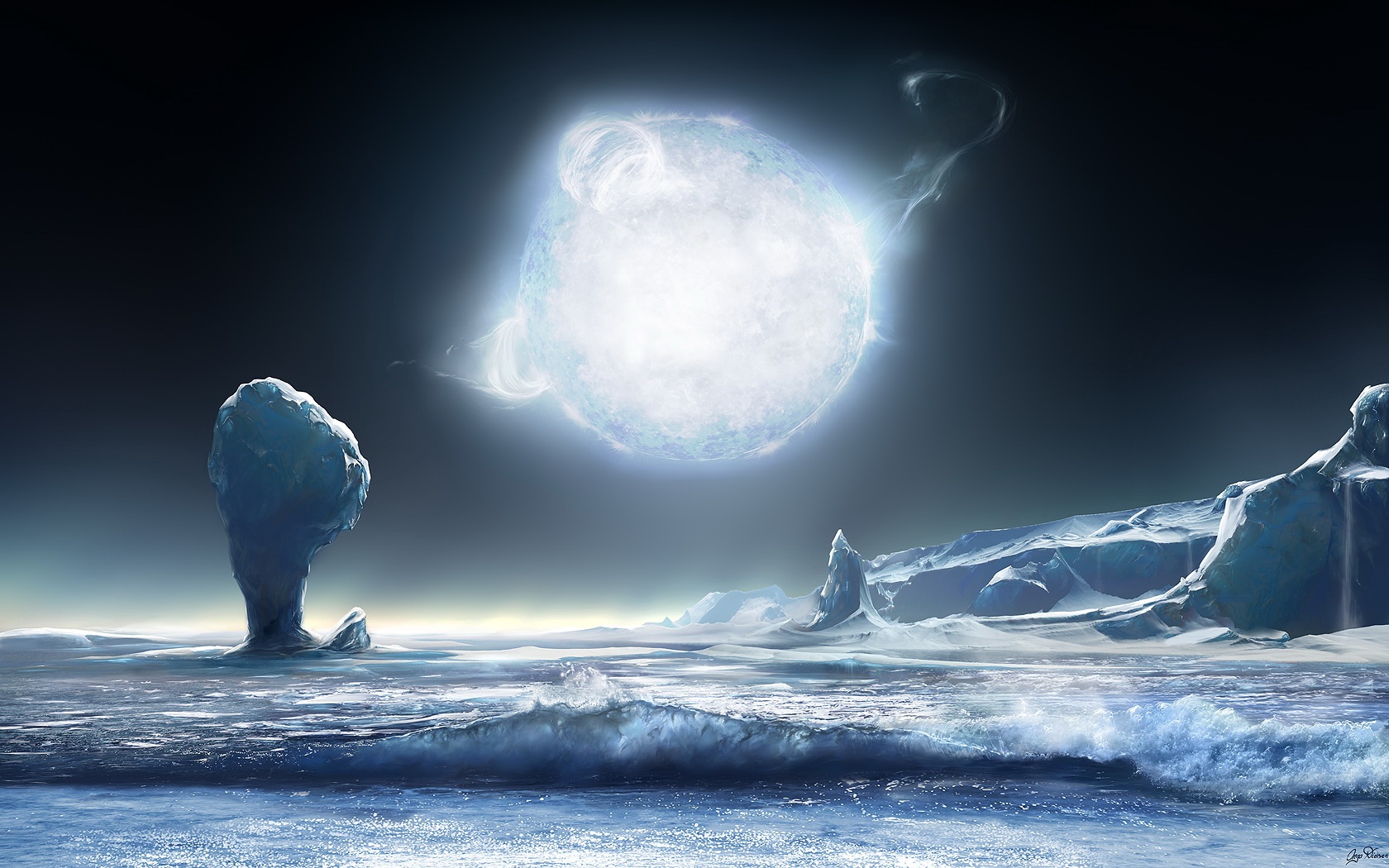Cold Fire blue cold fantasy ice planet space water