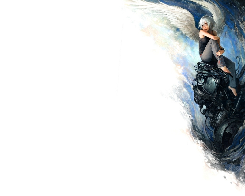  fallen angels machines white hair angel wings 1280x1024 wallpaper