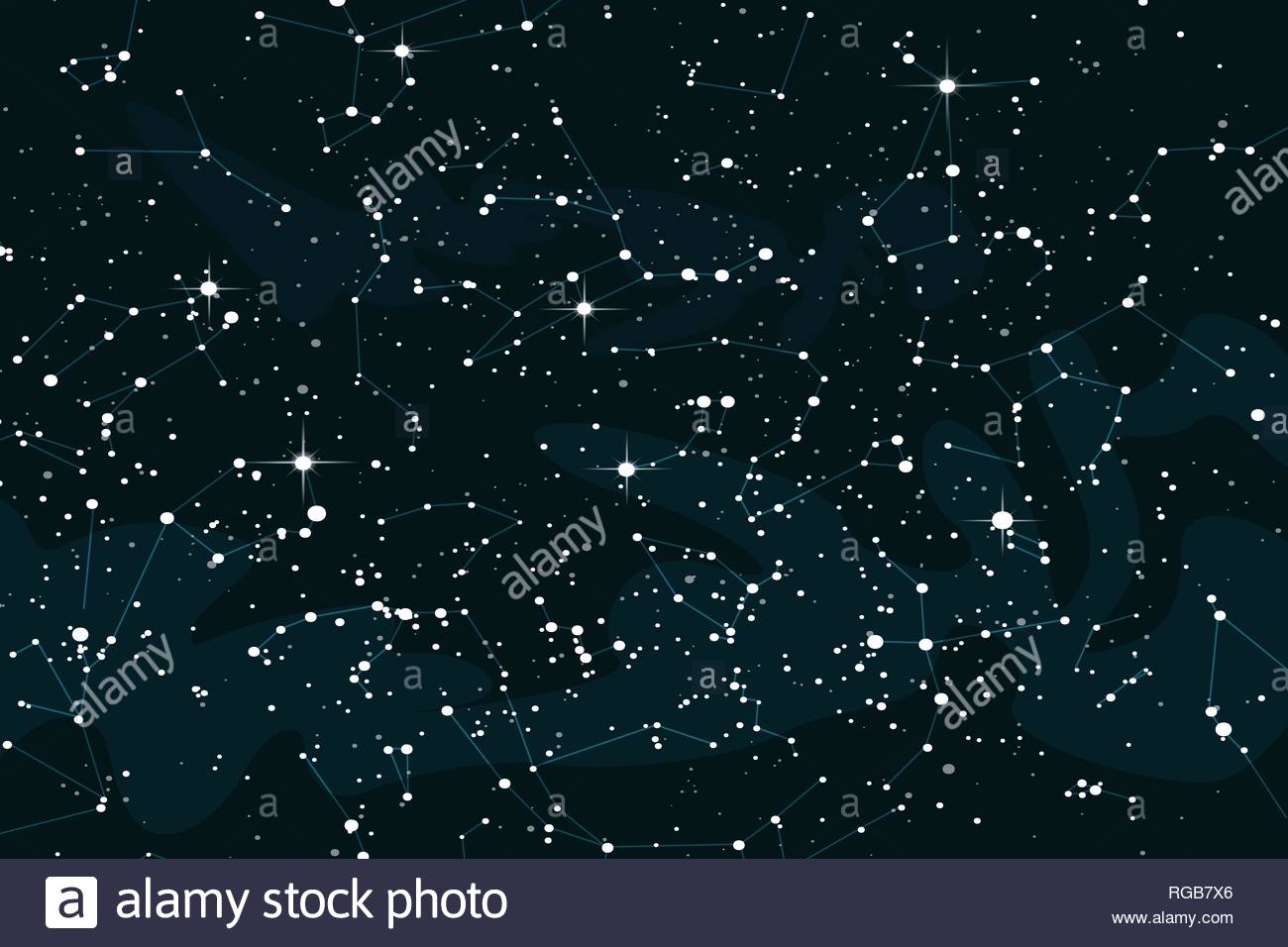 Cartoon Space Background With Bright Stars Night Starry Sky
