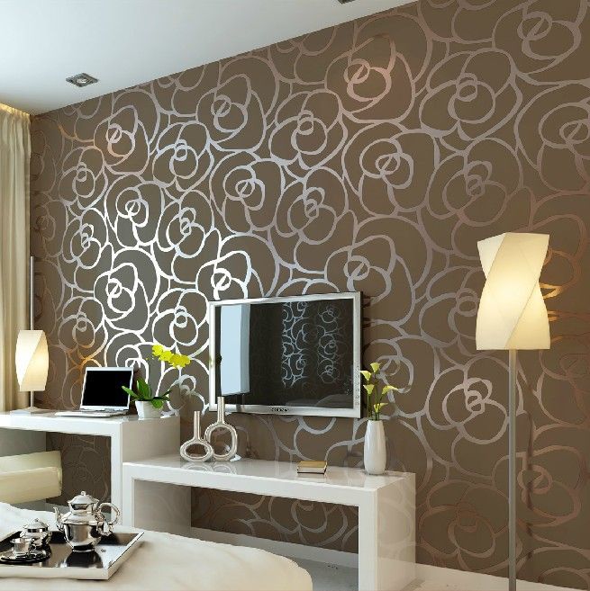 Luxury Flocking Textured Wallpaper Modern Wall Paper Roll Home Decor