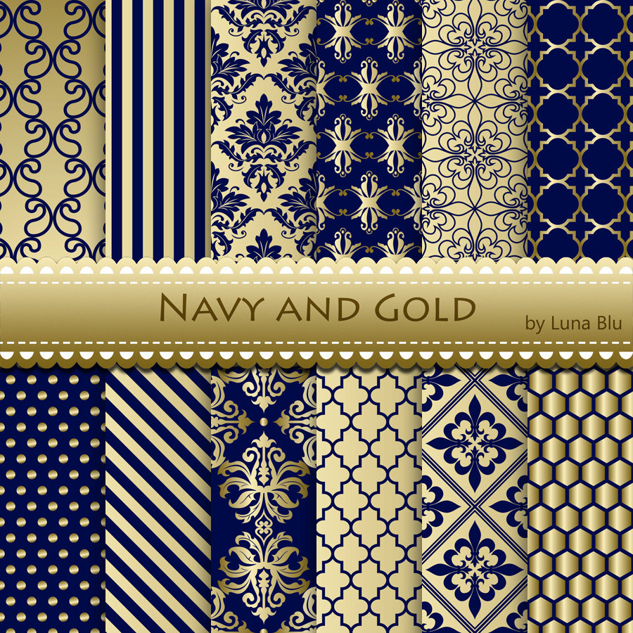 Item Added To My Shop Navy And Gold Digital Paper