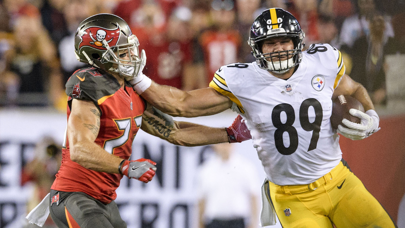Watch Vance Mcdonald Stiff Arm For The Ages Leads To Yard Td