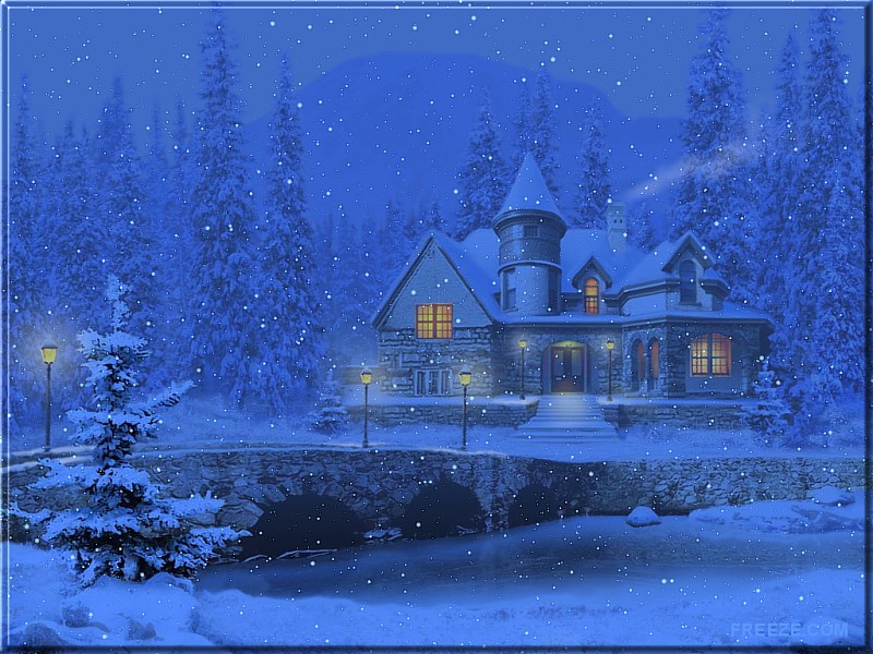Free Wallpapers by ART TLC Wallpapers TLC 3D Snowy Cottage Freeze