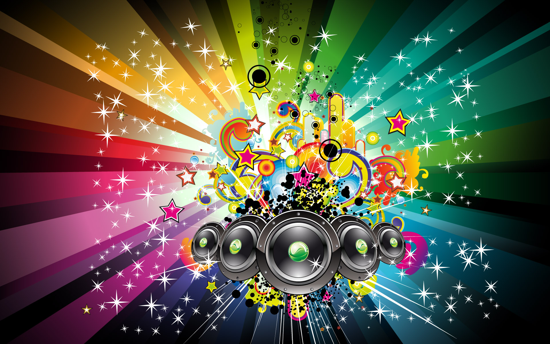 Speakers and rainbow shapes wallpaper   510170