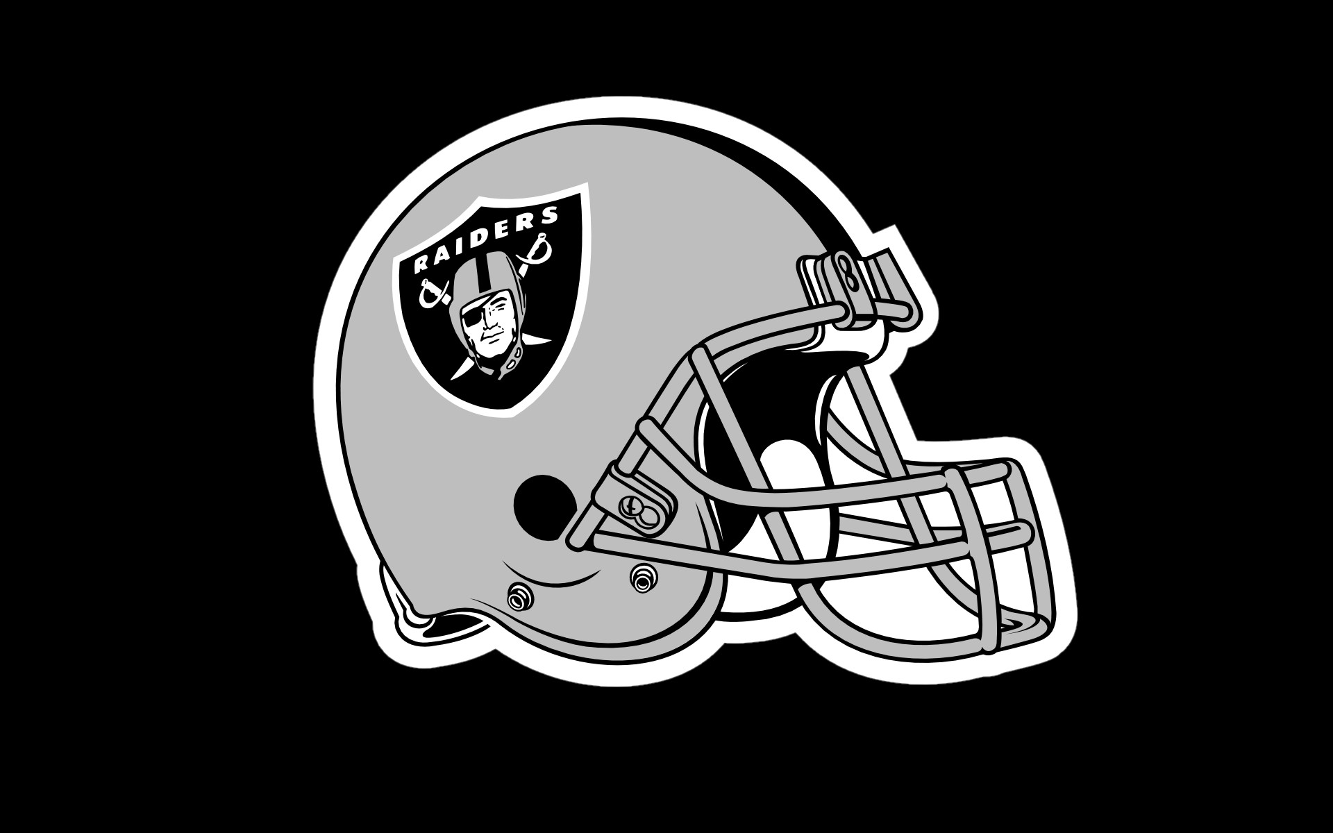 Oakland Raiders Helmet Logo On Black Background Wide