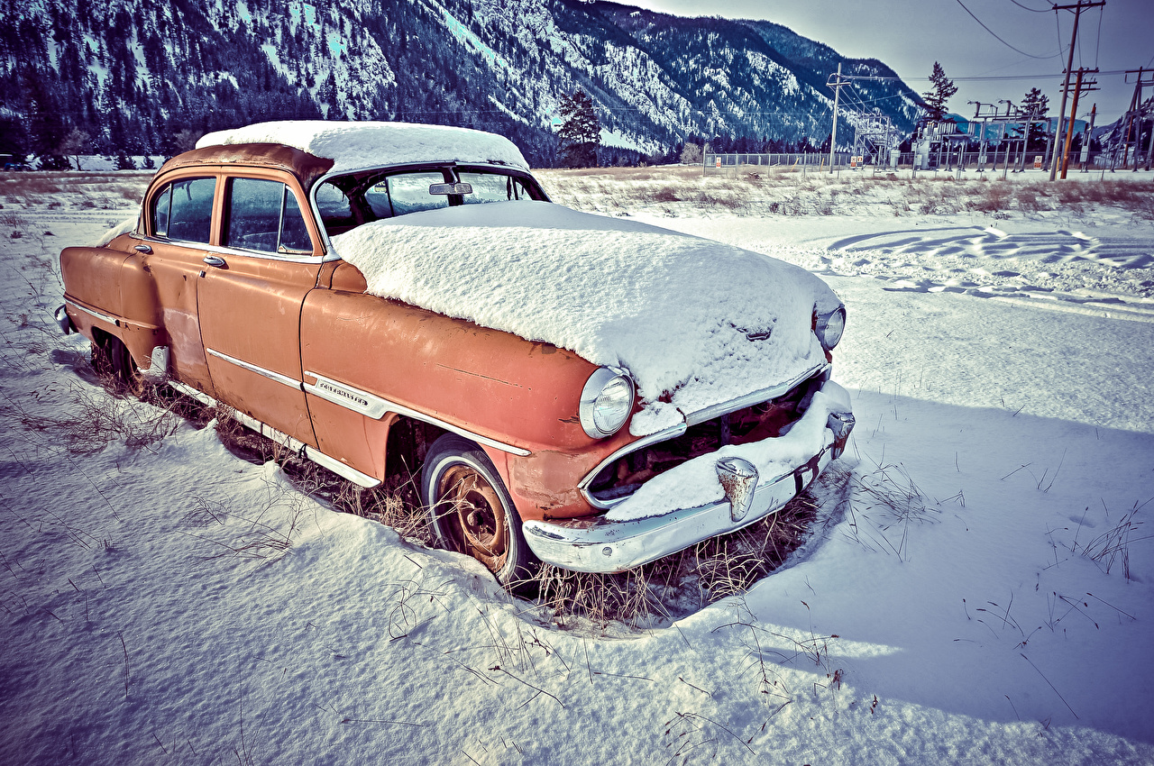 Wallpaper vintage Snow Old Cars