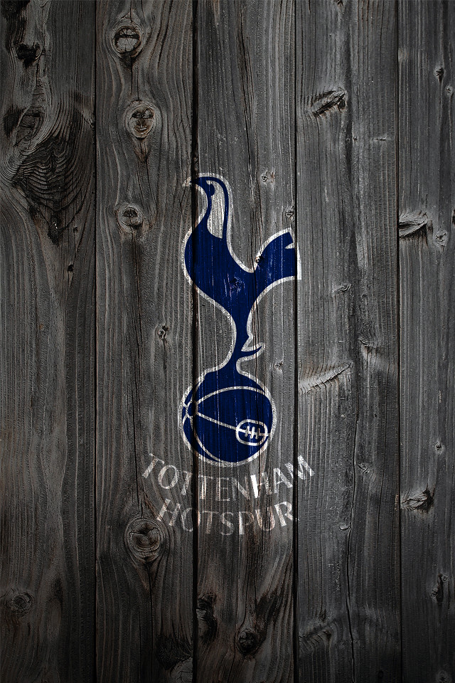 Tottenham Hotspur Fc Wood iPhone Background Logo On