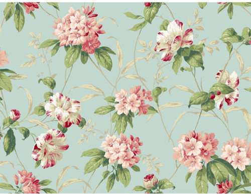 Casabella Ii Sky Blue Rhododendron Floral Wallpaper Eclectic