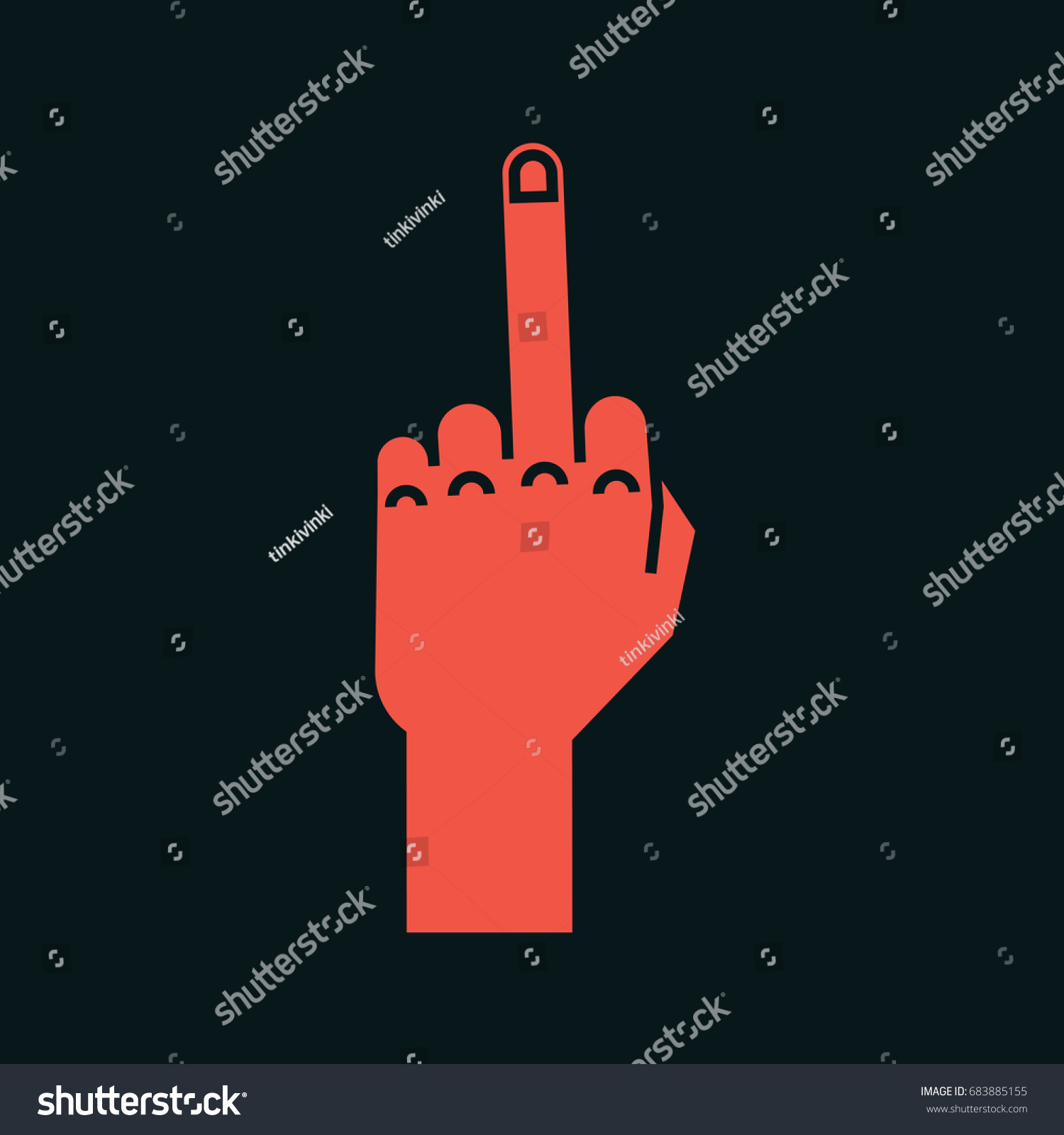 Gesture Rude Sign Stylized Hand Middle Stock Illustration