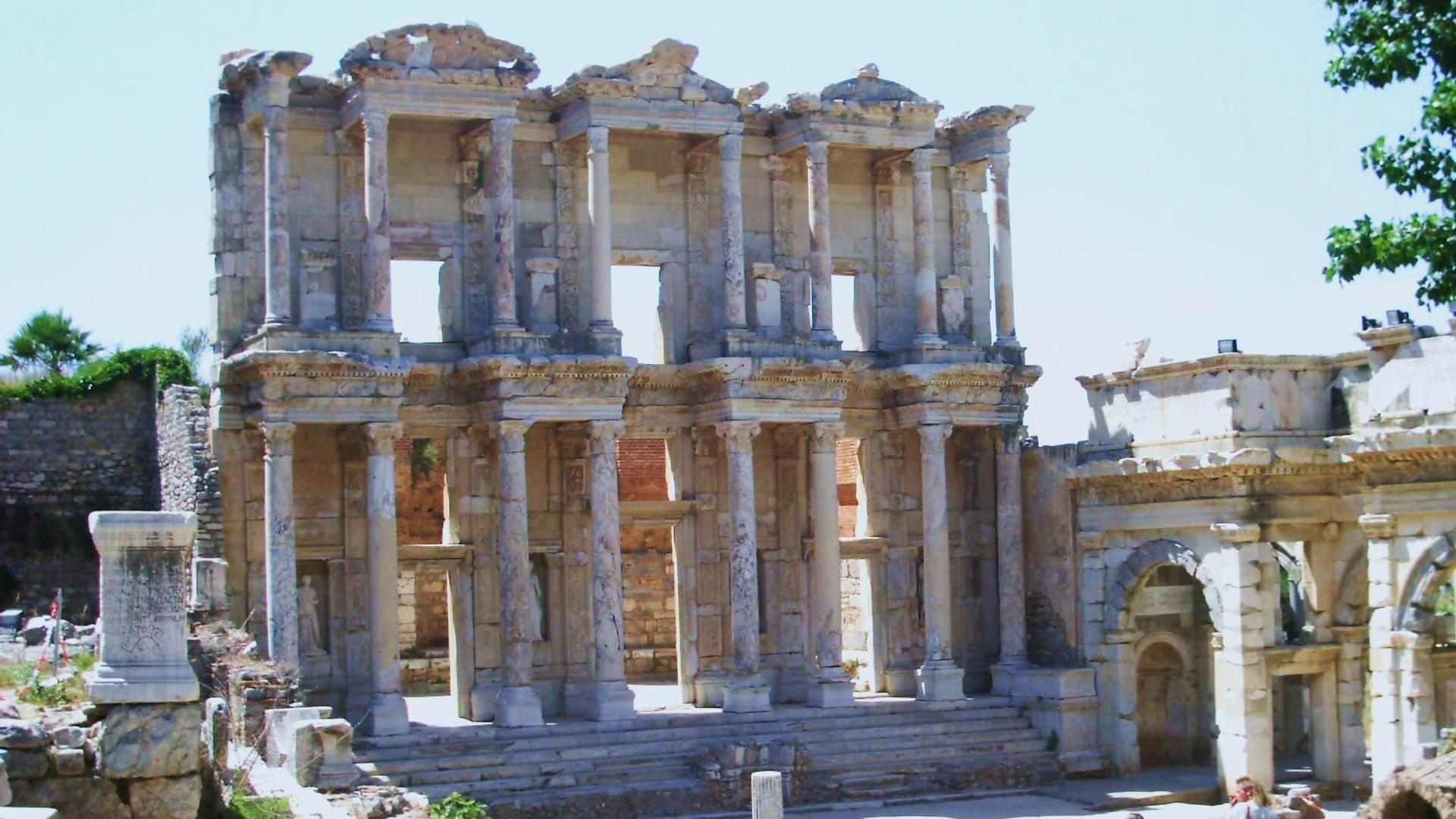 Gray Concrete Ruin Ruins Ephesus Library Of Celsus HD Wallpaper