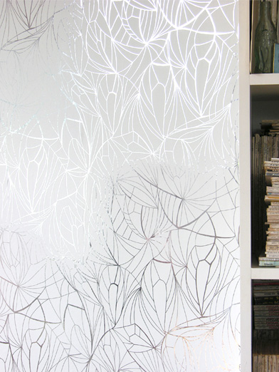 Leaf White Silver by Erica Wakerly Wallpaper Direct