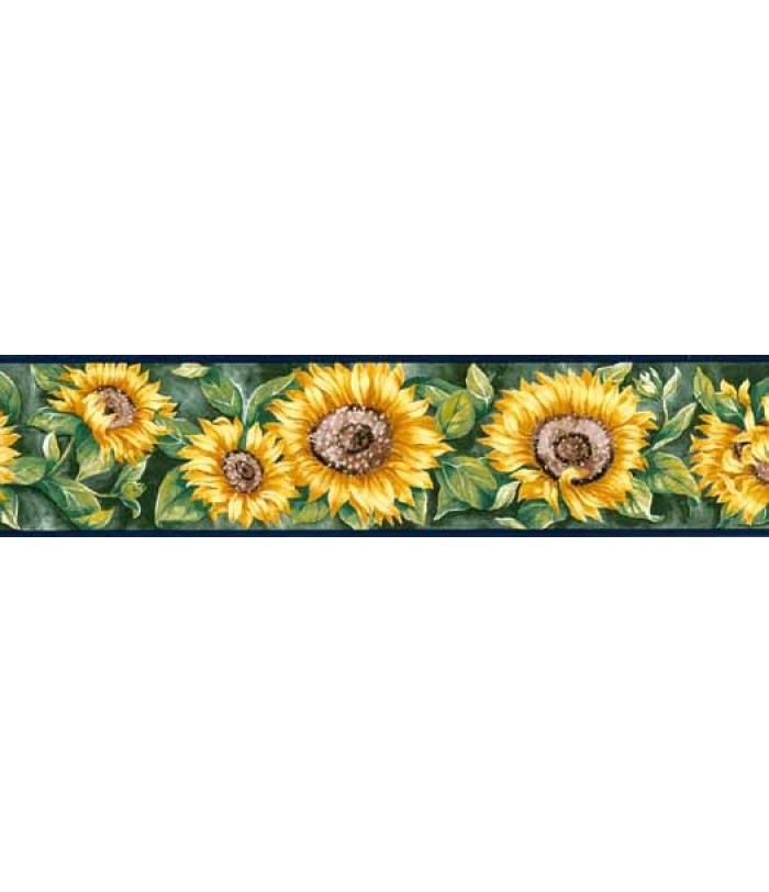 Navy Blue Sunflower Wallpaper Border