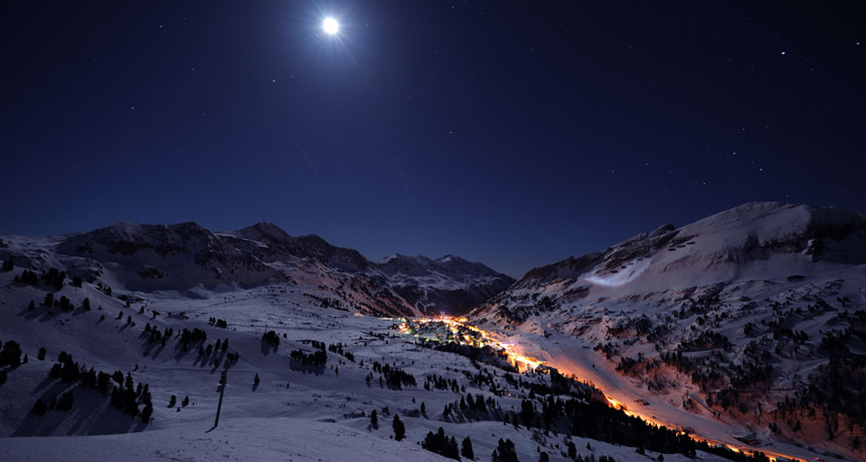 Obertauern The Moon Lights Up In Alps