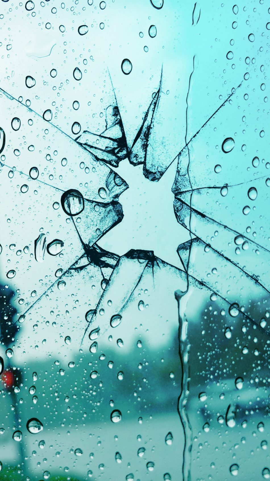 Broken Glass Rain Drops 4K Ultra HD Mobile Wallpaper 950x1689