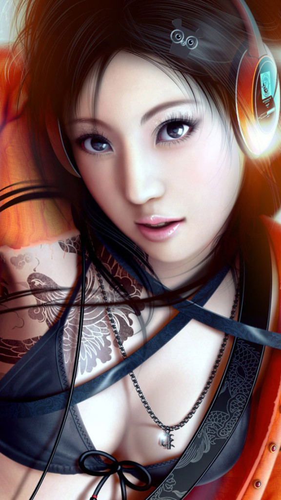Hot Asian Tattoo Girl Wallpaper iPhone