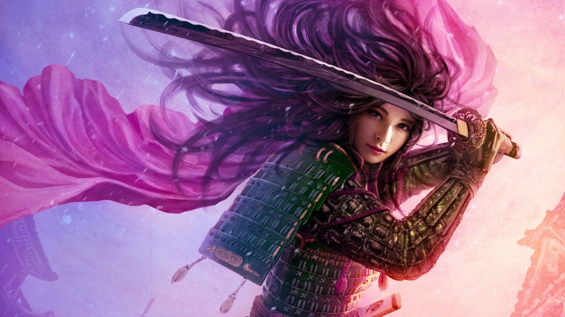 Women Abstract Samurai Wallpaper