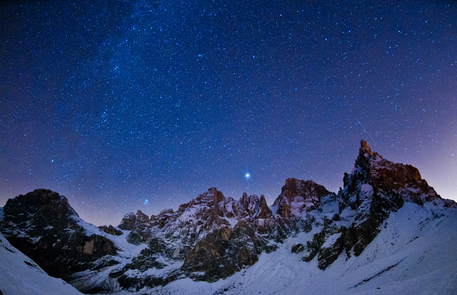 Night Landscape Mountains Stars Sky Constellations Wallpaper