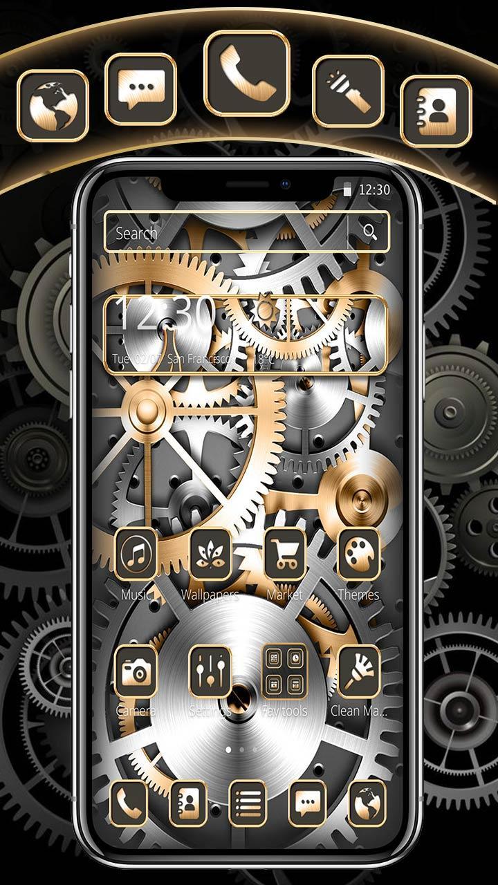 Golden Silver Luxury Gears Theme For Android Apk