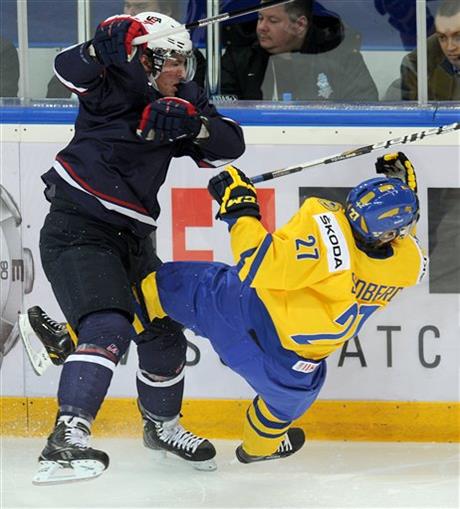 Sweden S Filip Sandberg Clashes With A Usa Player In The Gold Medal