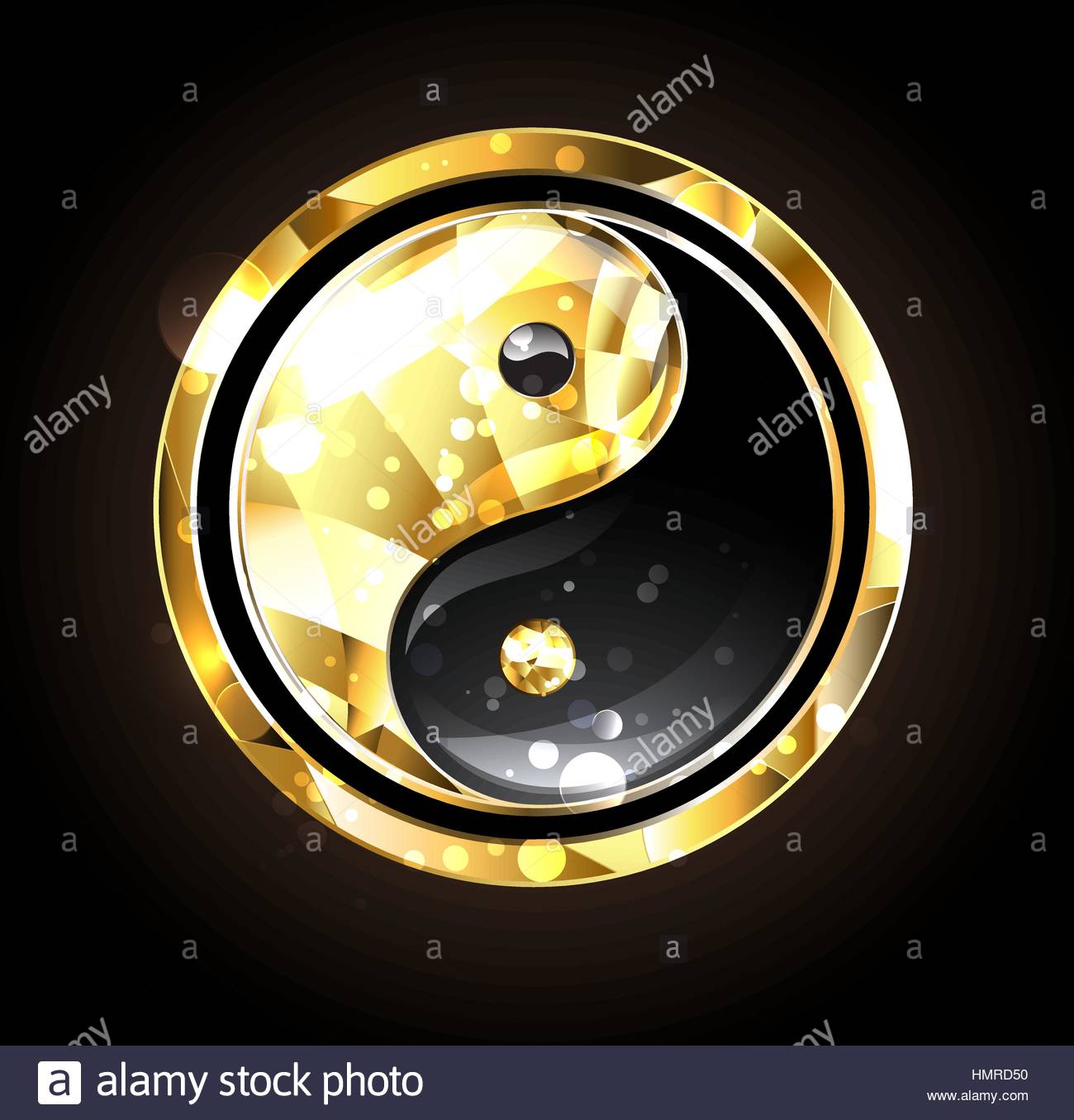 Jewelry Gold And Black Yin Yang Symbol On A Background
