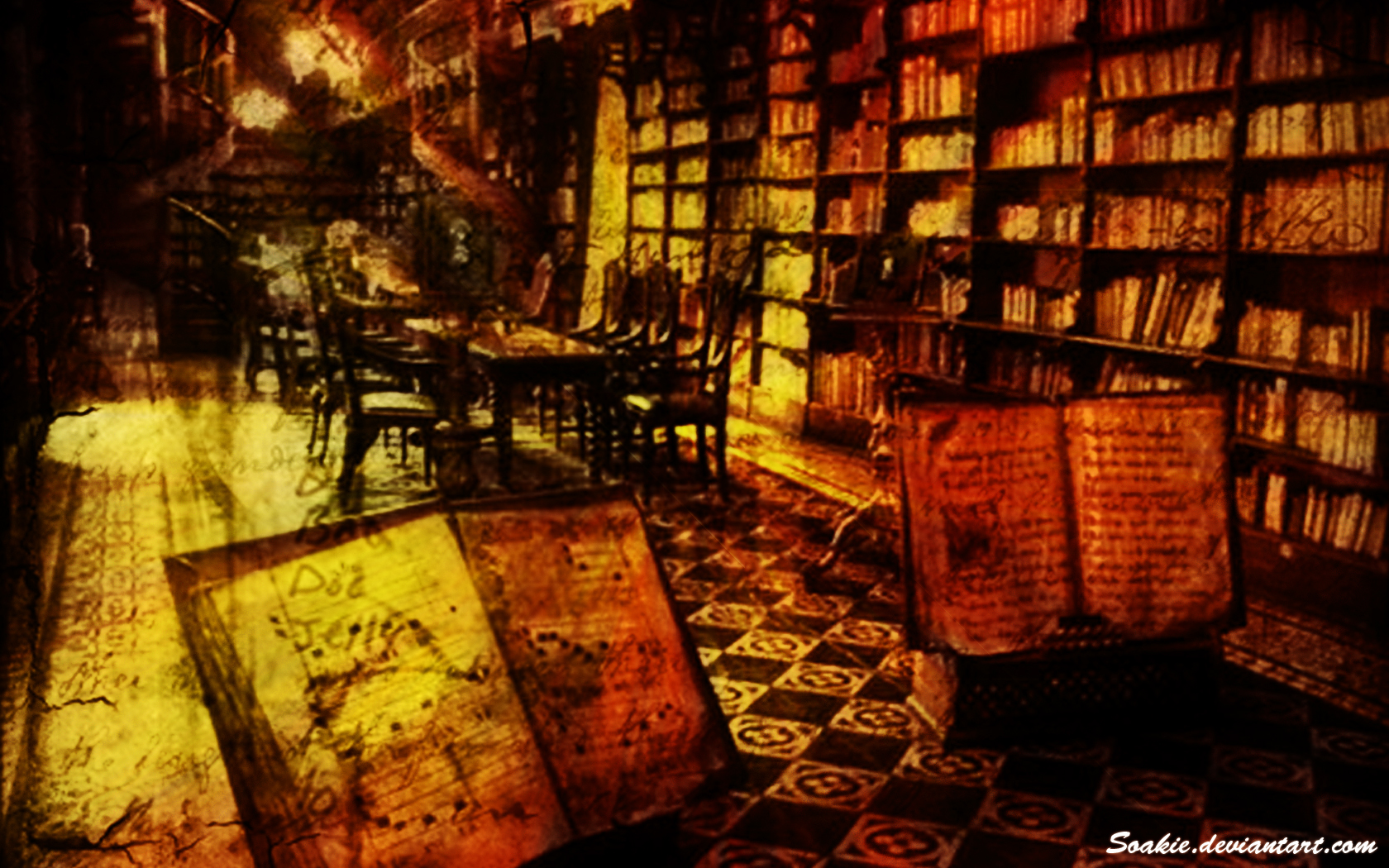 Ancient Library Wallpaper Image