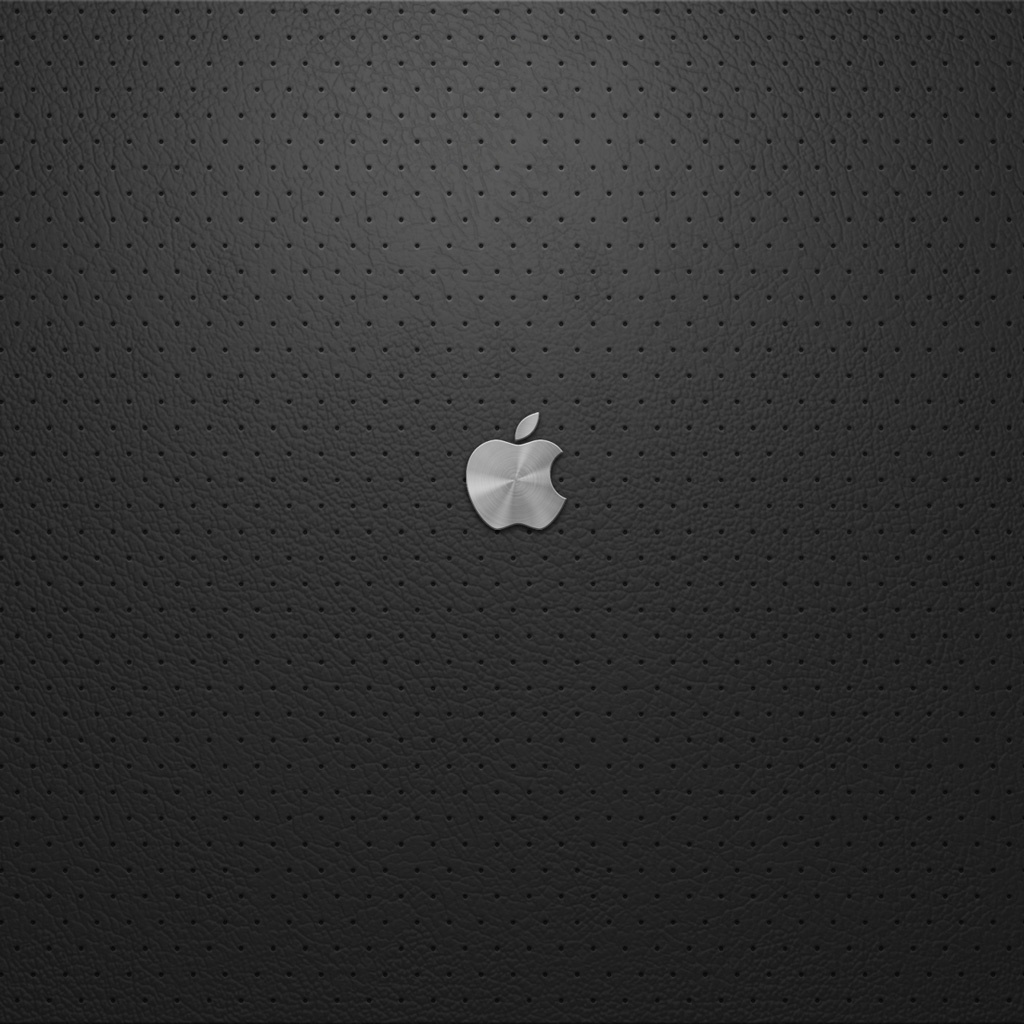 Metal Apple Logo Black Leather Backgroud Ipad Wallpaper