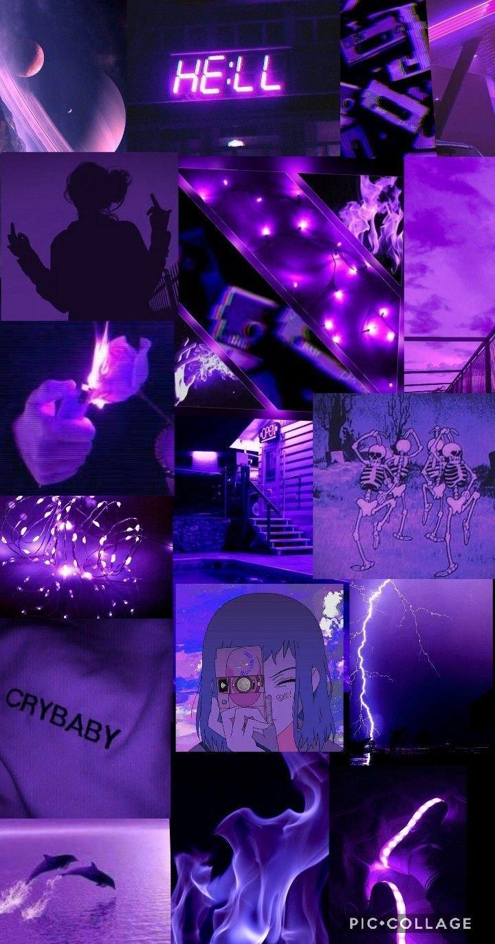 Aesthetic Purple Collage Wallpaper Mobcup