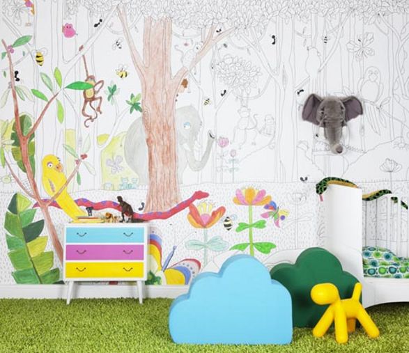 jungle dudes wallpaper for kids room 587x507