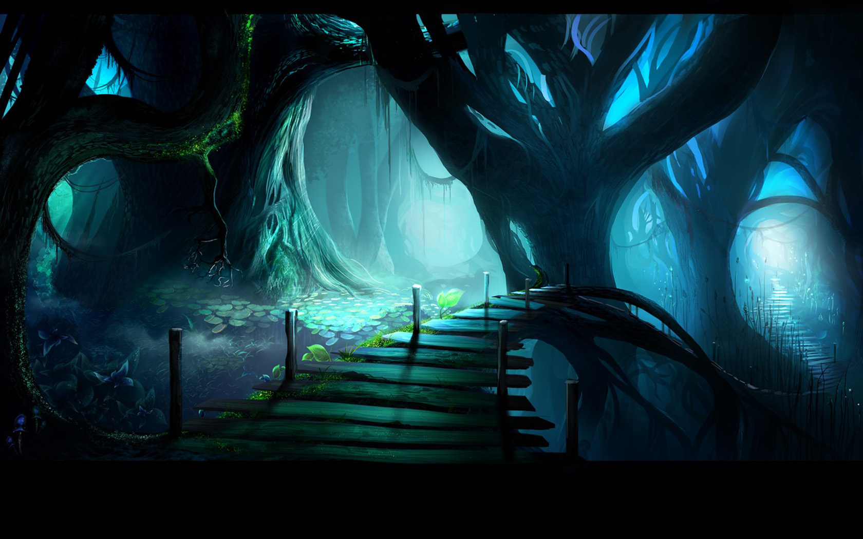 Fantasy Forest Night Wallpaper HD IwallHD