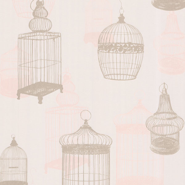 Avian Taupe Bird Cages Wallpaper Modern By Brewster