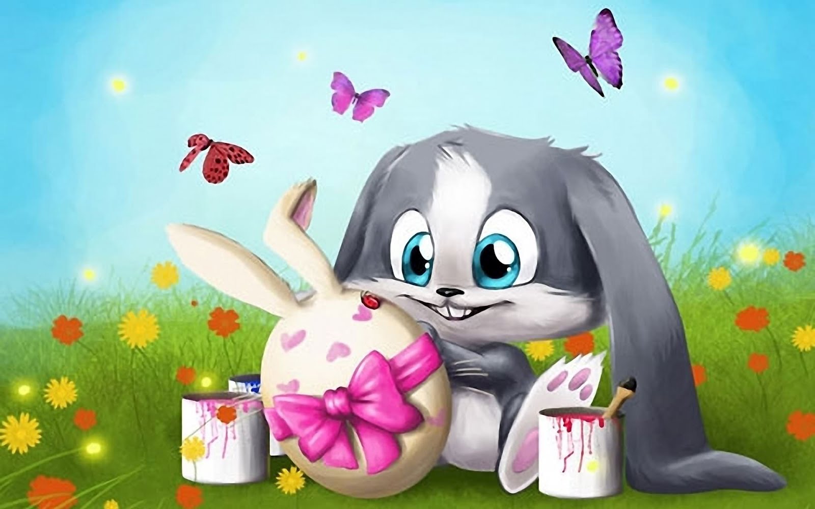 Easter Bunny Cartoon Desktop Wallpaper