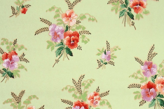 Vintage Wallpaper by the Yard 30s Floral Wallpaper   1930s Purple 570x380