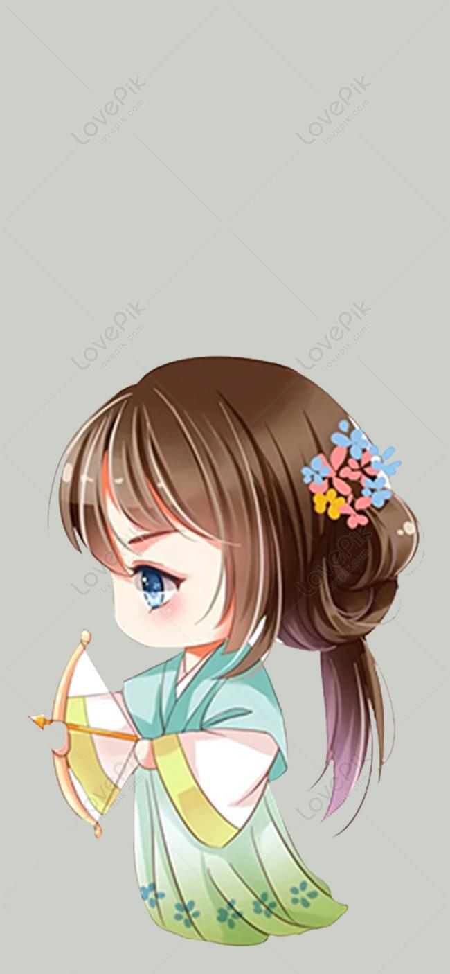 Cartoon Cute Girl Mobile Wallpaper Image On Lovepik