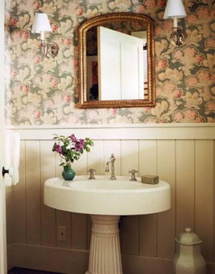 Country French Style Interior Powder Room