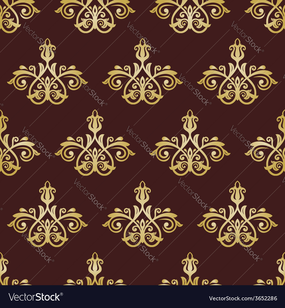 Damask Seamless Pattern Golden Orient Background Vector Image