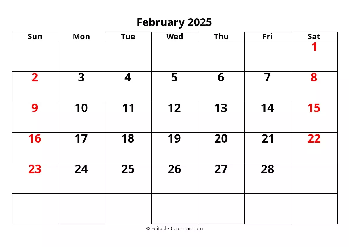 Editable February Calendar With Holidays List Wallpaper