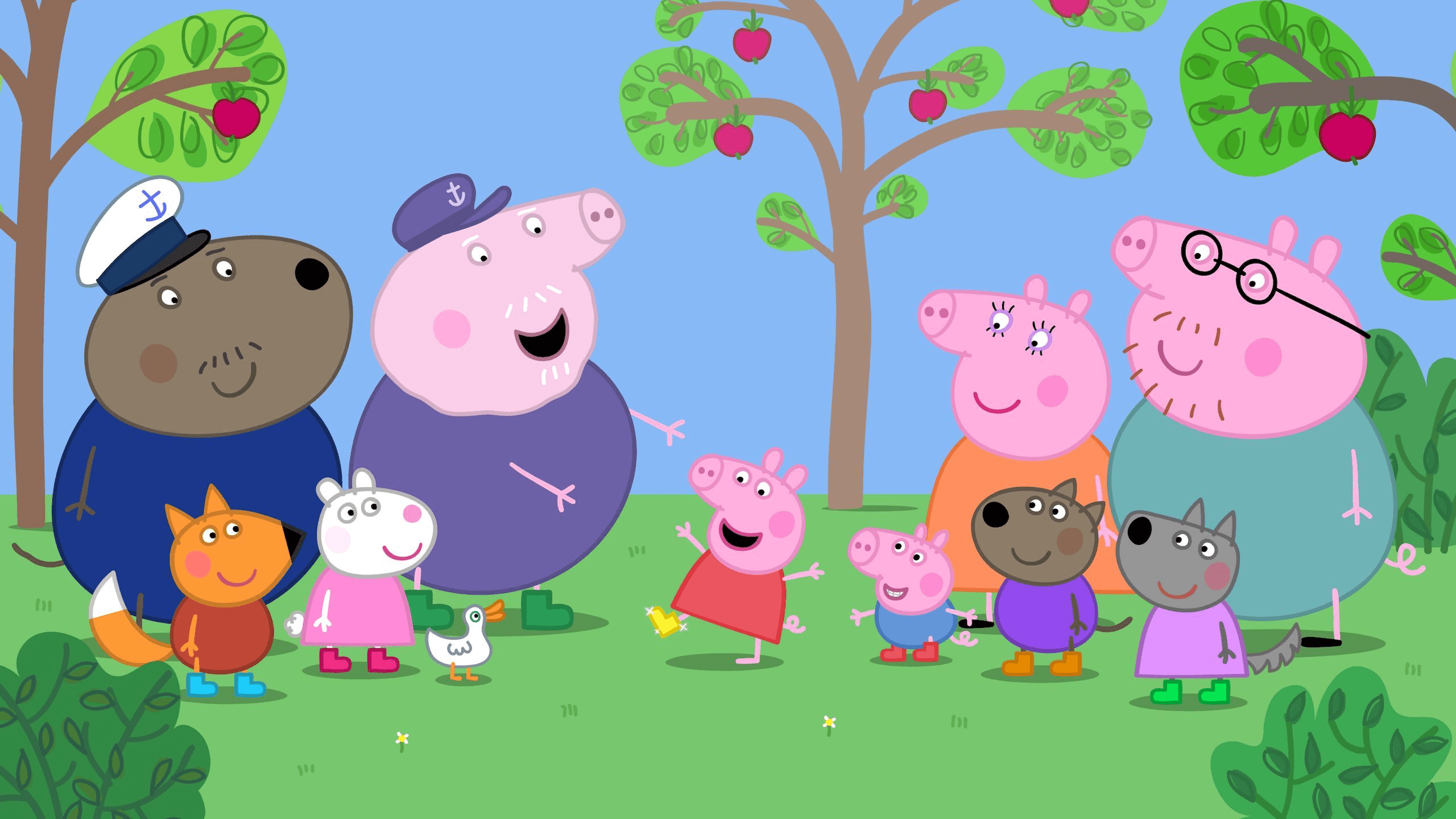 Peppa Pig and her family enjoying a day in the park near Peppa Pig house