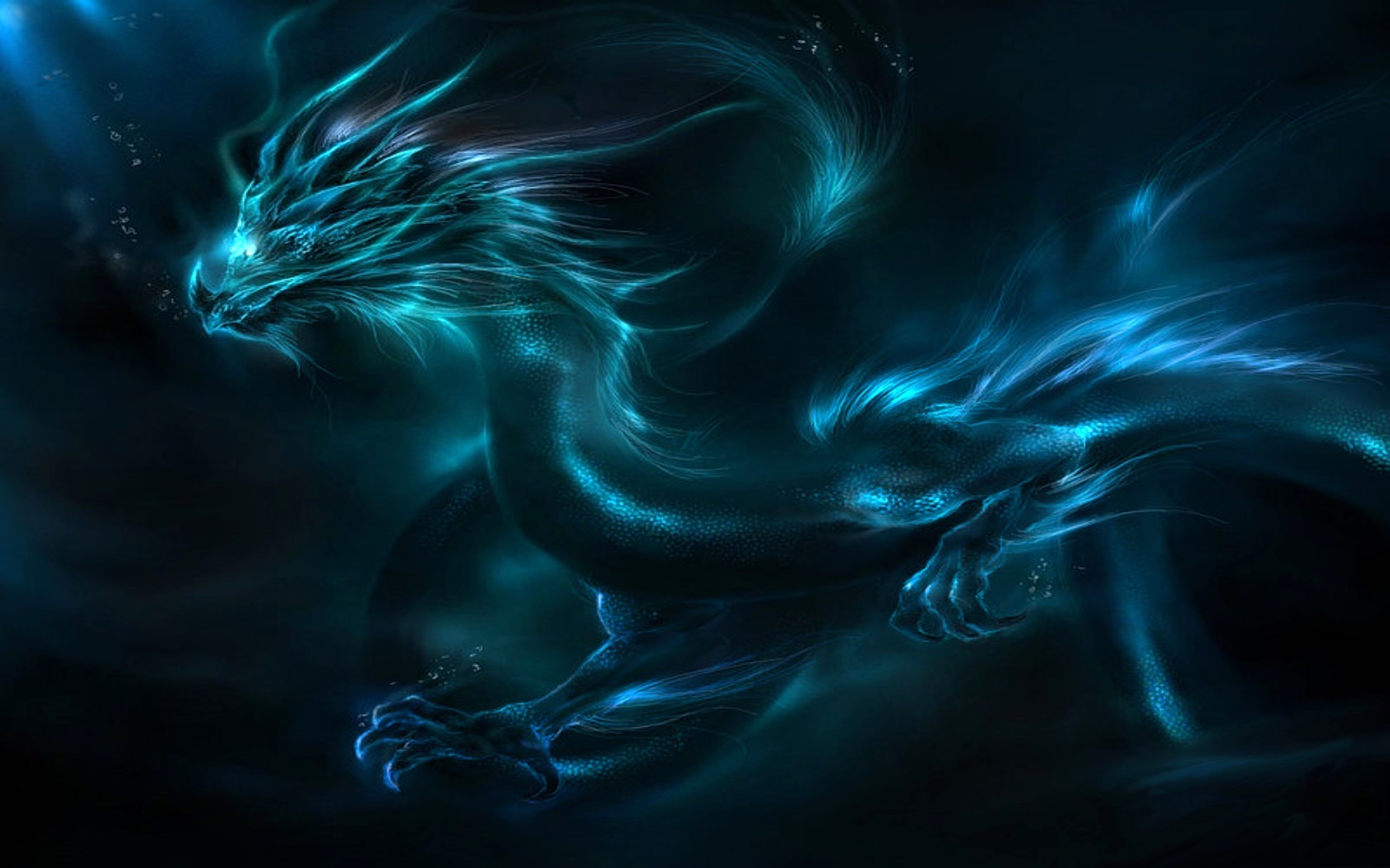 Blue Fantasy Dragon Wallpaper Background