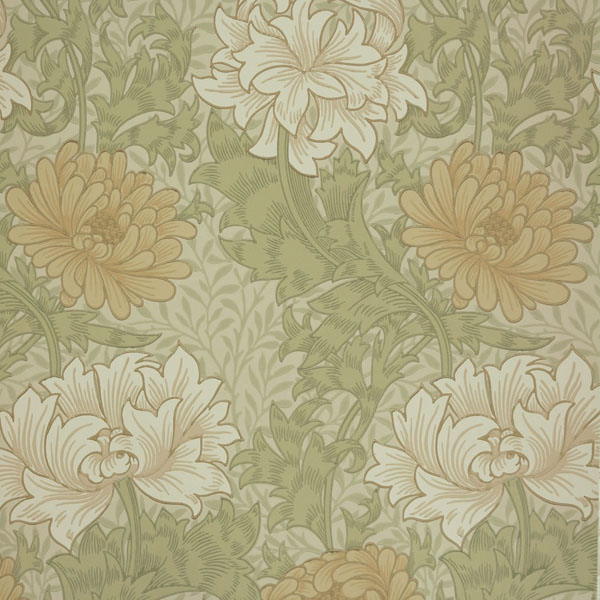 Morris Co Chrysanthemum Wallpaper Pale Olive