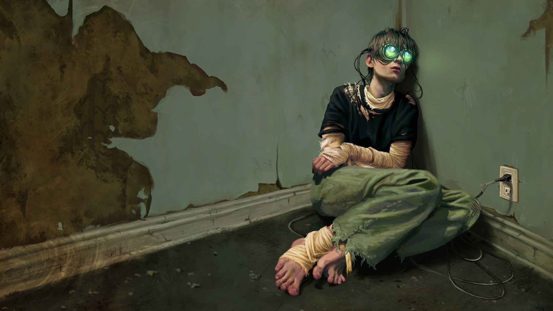 Dystopian Sad Cyberpunk Virtual Reality Wallpaper HD Desktop